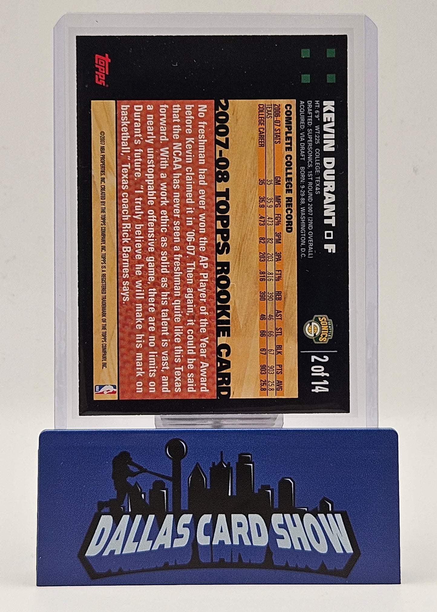 2007 Topps #2 Kevin Durant Orange Rookie RC
