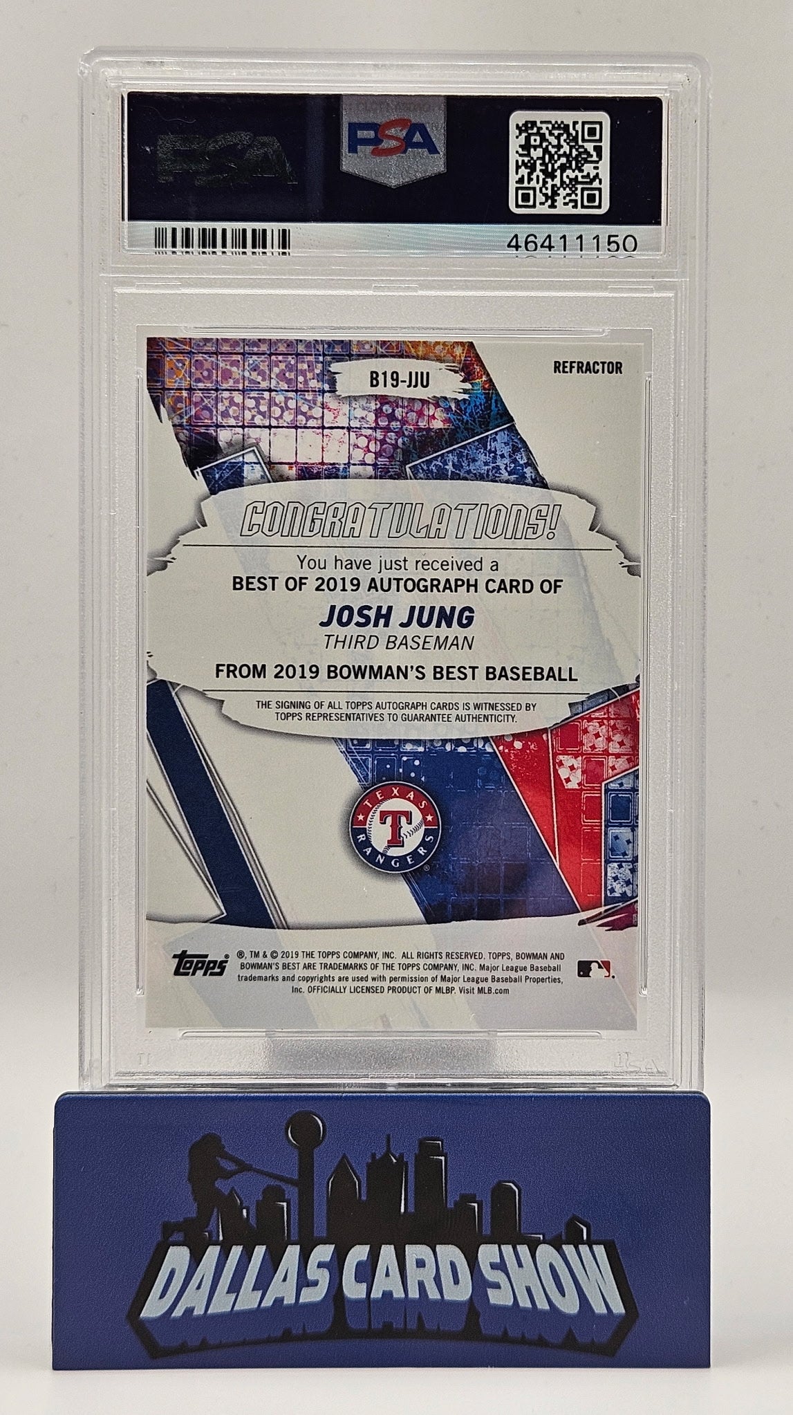 2019 Bowman's Best #B19JJU Josh Jung Best of 2019 Refractor Autograph PSA 9
