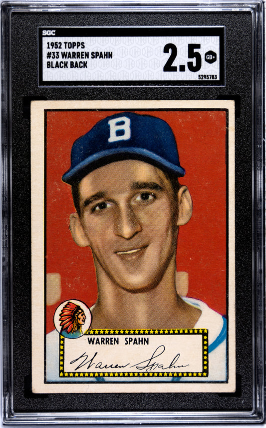 1952 Topps #33 Warren Spahn Black Back SGC 2.5