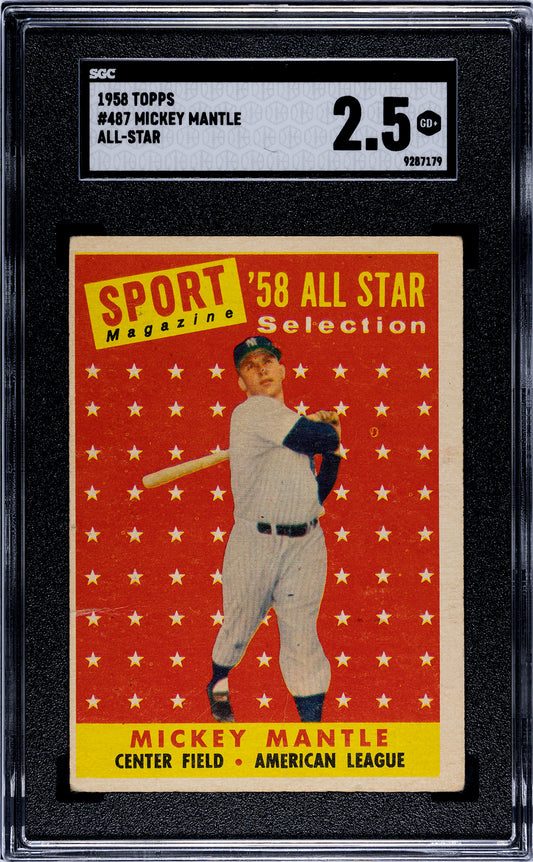 1958 Topps #487 Mickey Mantle All-Star SGC 2.5