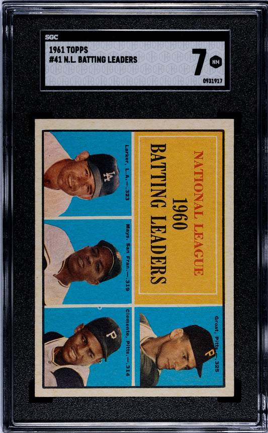 1961 Topps #41 N.L Batting Leaders SGC 7