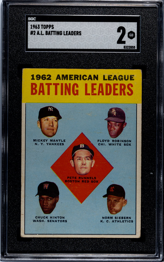 1963 Toops #2 A.L. Batting Leaders SGC 2