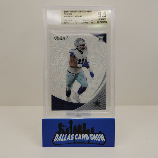 2021 Panini Chronicles Clear Vision Rookies Micah Parsons RC #11 BGS 9.5 Dallas Cowboys