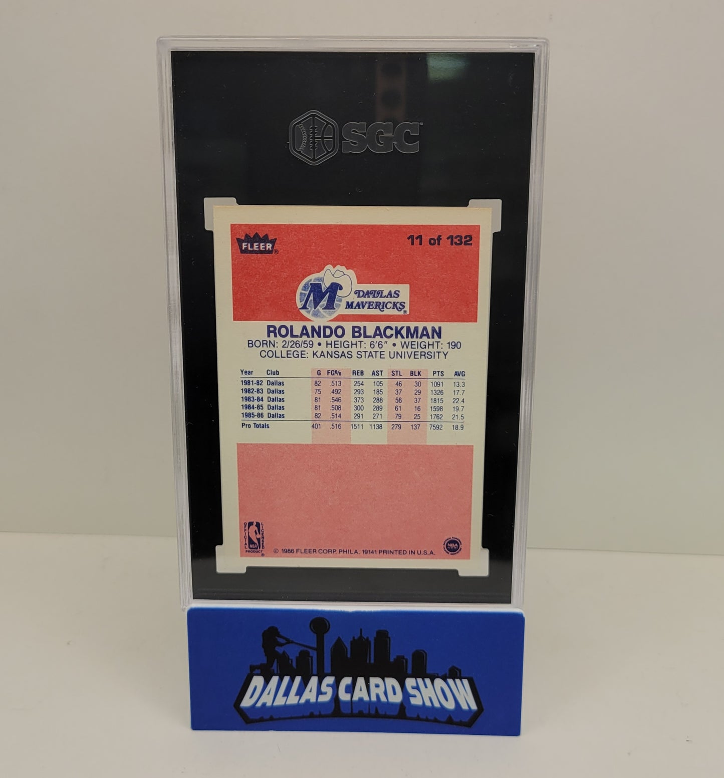 1986-87 Fleer Rolando Blackman #11 SGC 9.5 Dallas Mavericks