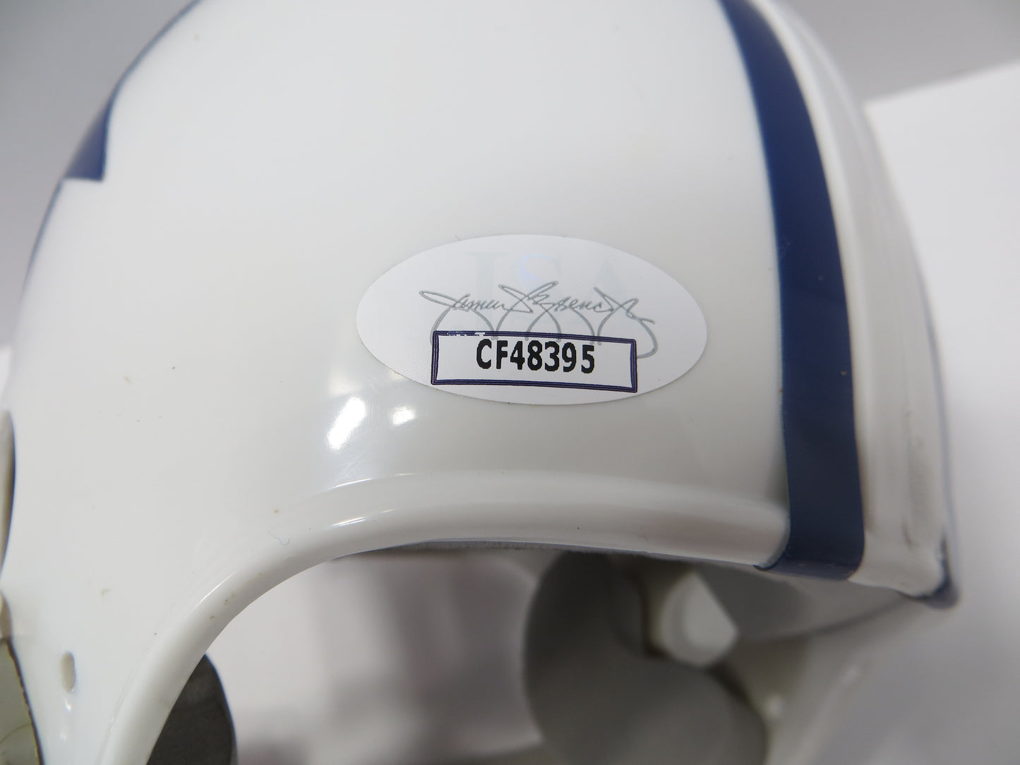 BOB & ANN LILLY SIGNED THROWBACK DALLAS COWBOYS 2-BAR MINI HELMET JSA COA