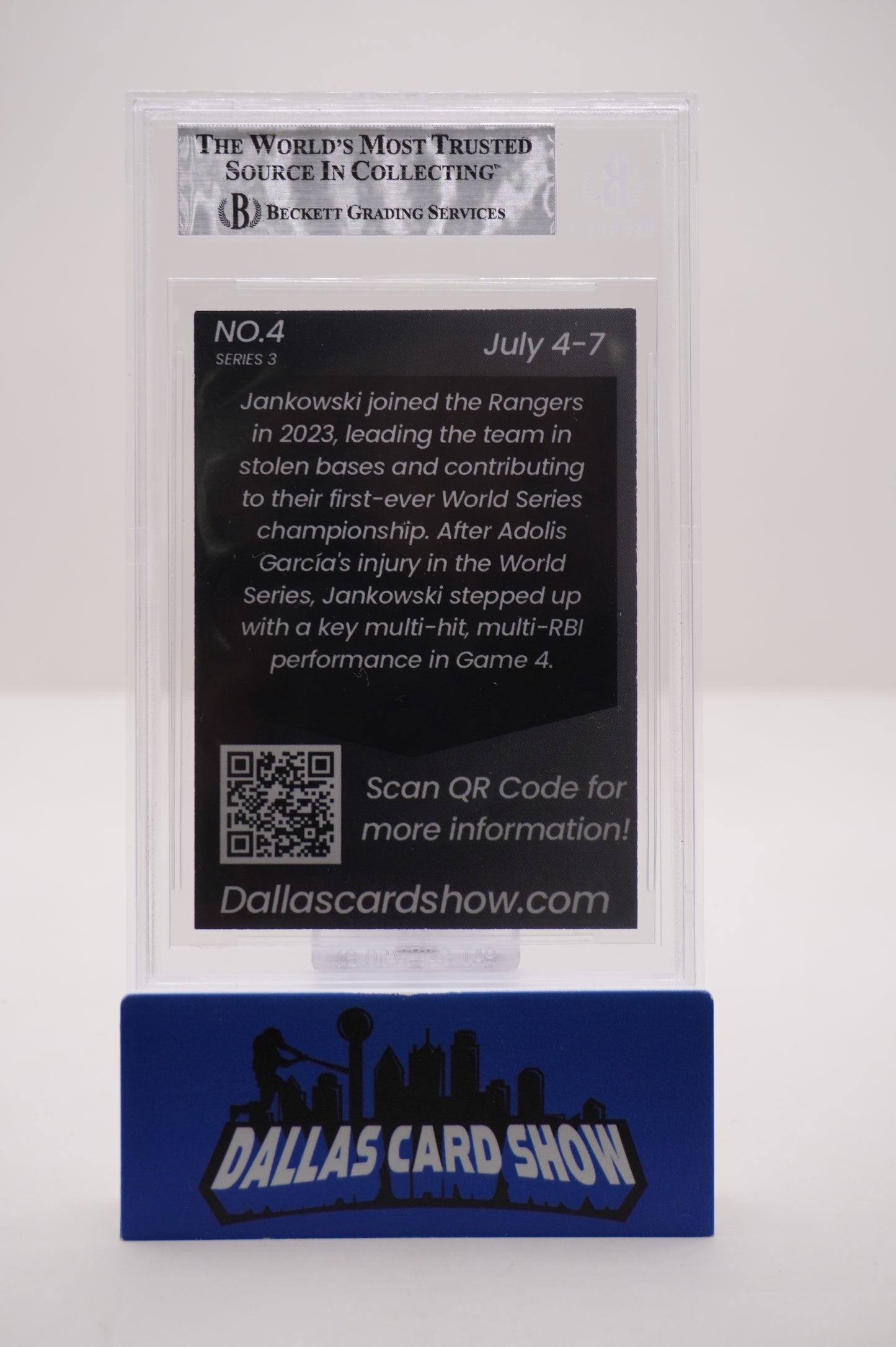 2024 JULY DALLAS CARD SHOW SERIES 3 #4 TRAVIS JANKOWSKI BAS AUTHENTIC AUTO