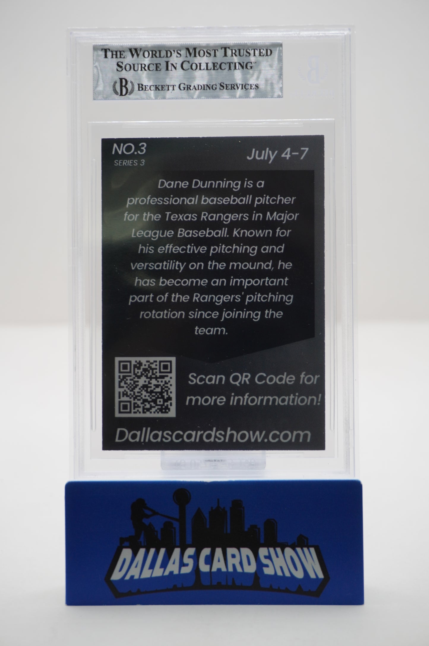 2024 JULY DALLAS CARD SHOW SERIES 3 #3 DANE DUNNING BAS AUTHENTIC AUTO