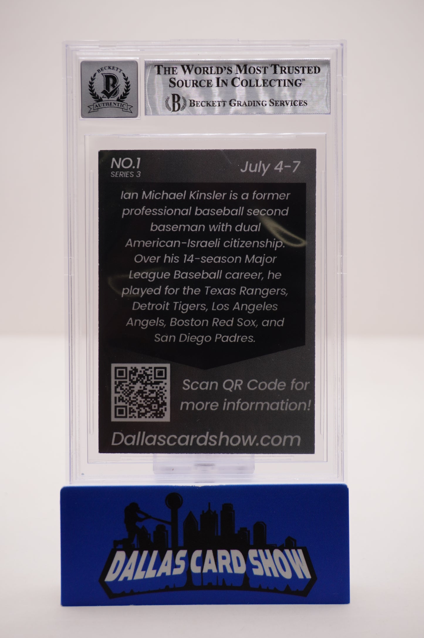 2024 JULY DALLAS CARD SHOW SERIES 3 #1 IAN KINSLER BAS AUTHENTIC AUTO 10