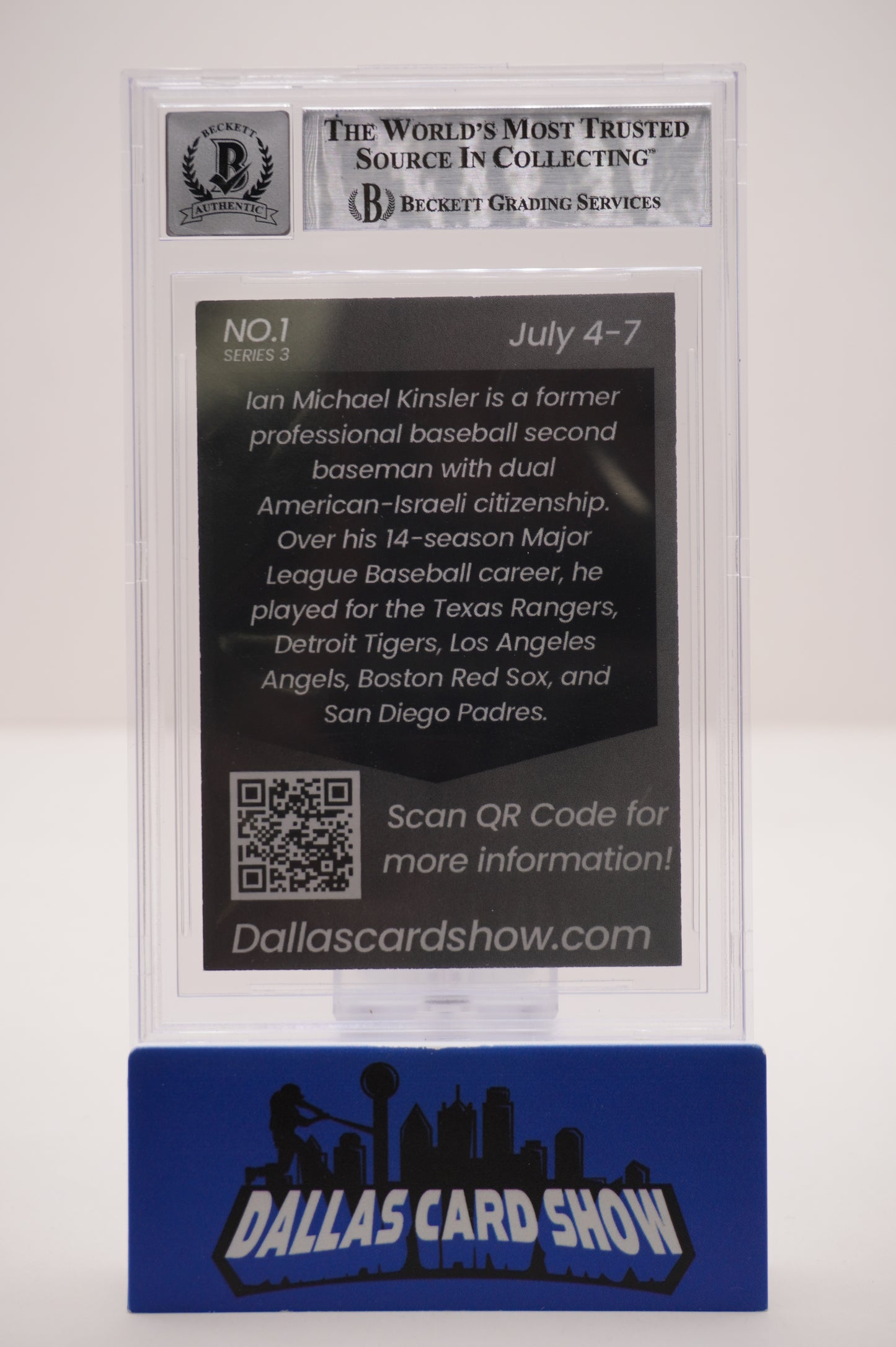 2024 JULY DALLAS CARD SHOW SERIES 3 #1 IAN KINSLER BAS AUTHENTIC AUTO 10