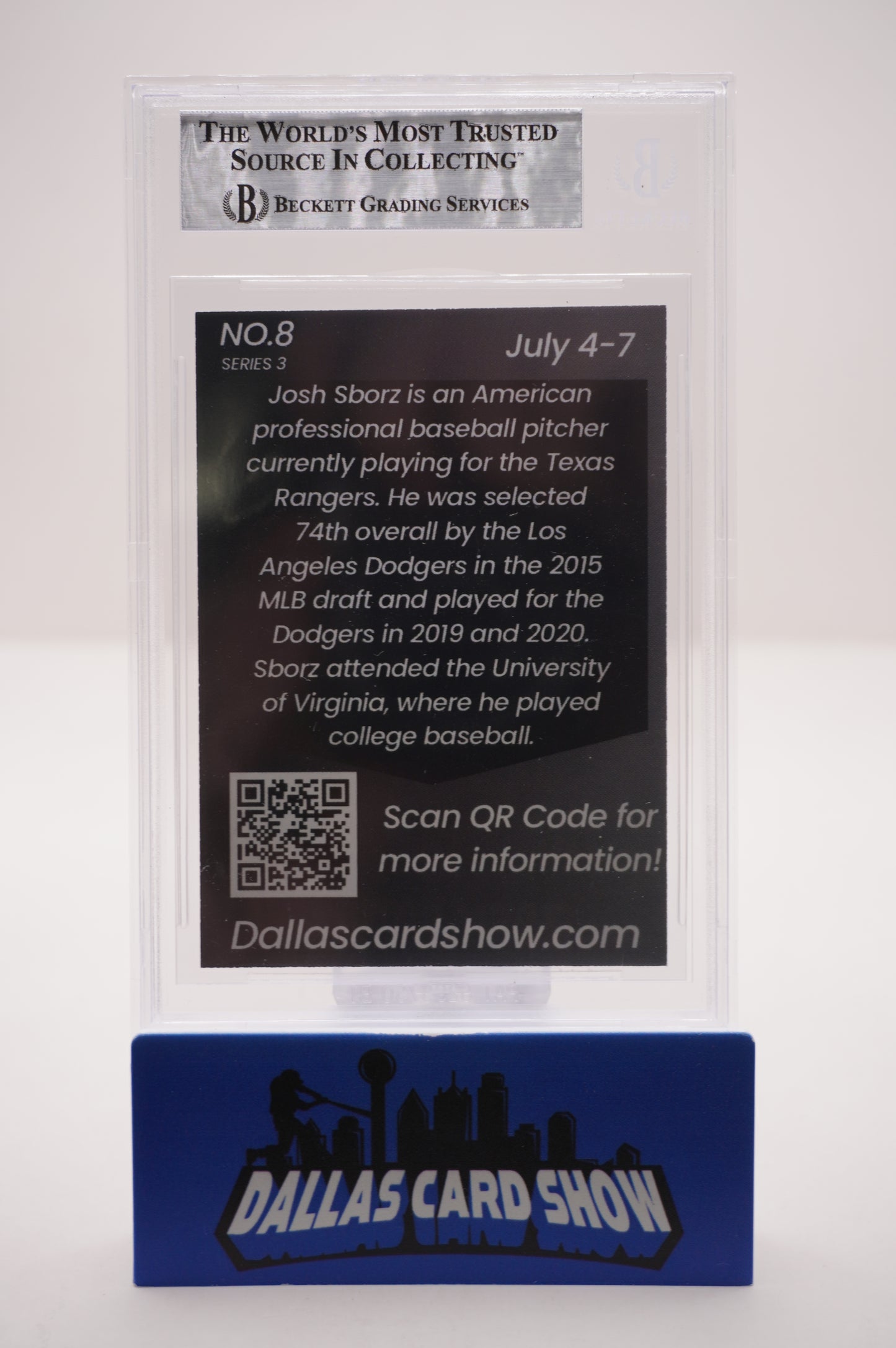 2024 JULY DALLAS CARD SHOW SERIES 3 #8 JOSH SBORZ BAS AUTHENTIC AUTO