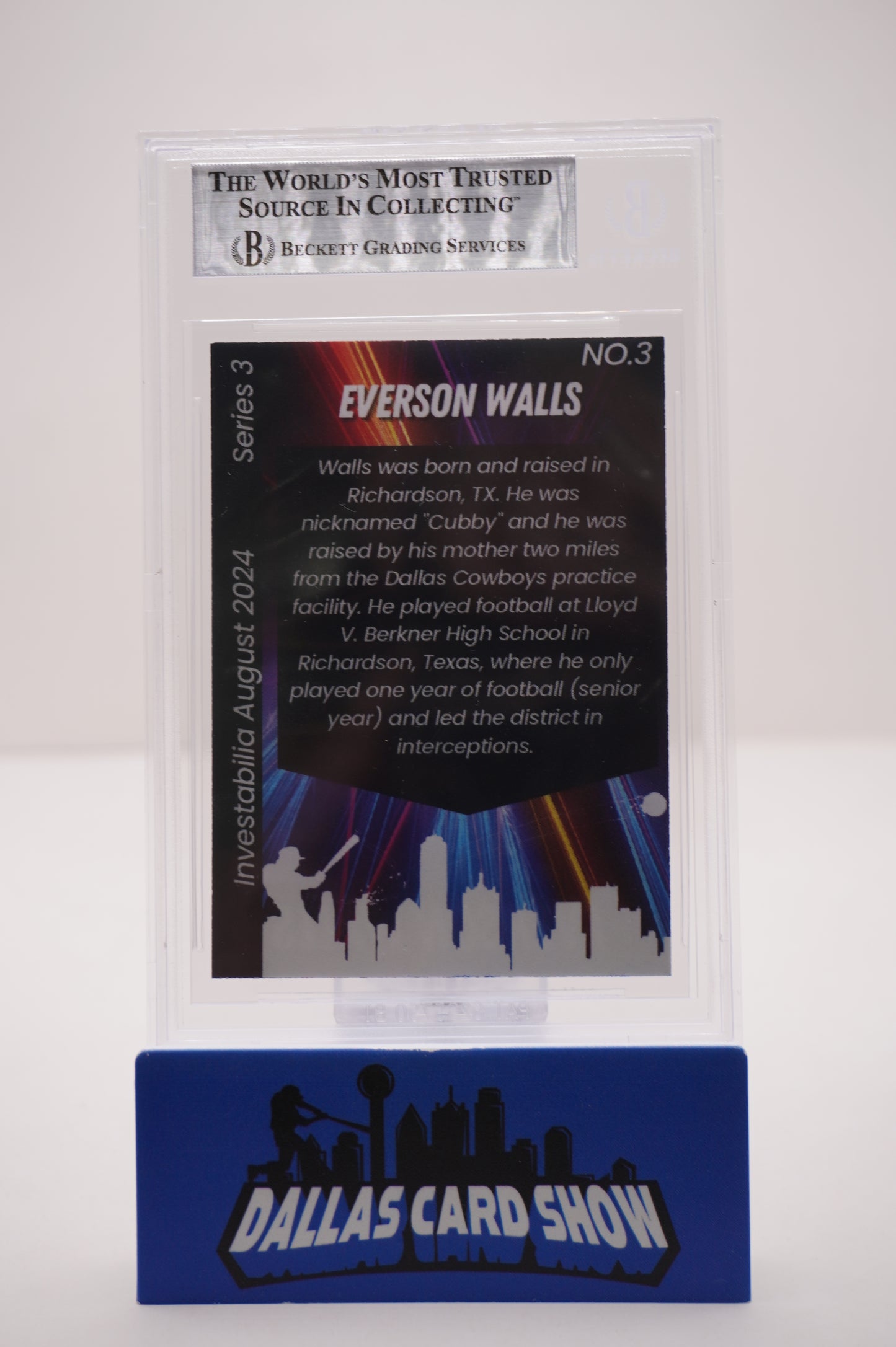 EVERSON WALLS SIGNED 2024 AUG INVESTABILIA #3 BGS BAS SLAB Cowboys