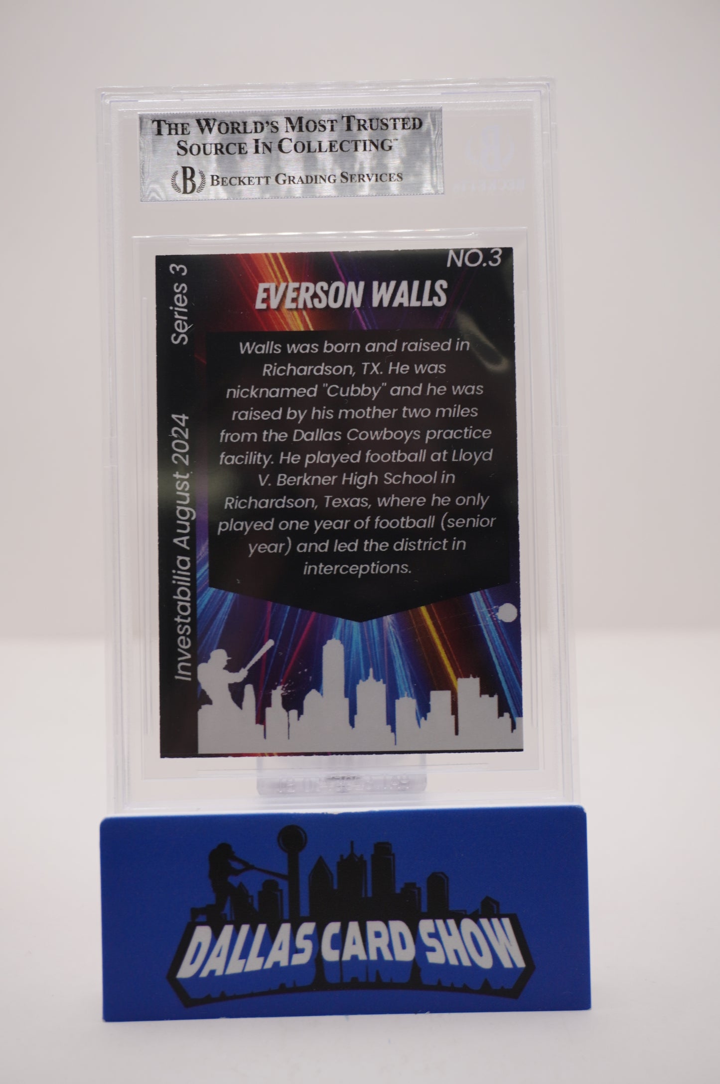 EVERSON WALLS SIGNED 2024 AUG INVESTABILIA #3 BGS BAS SLAB Cowboys