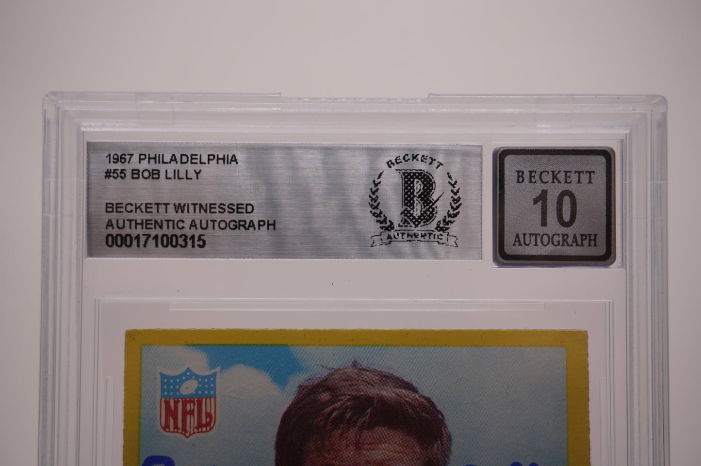 1967 PHILADELPHIA #55 BOB LILLY BAS AUTHENTIC AUTO 10