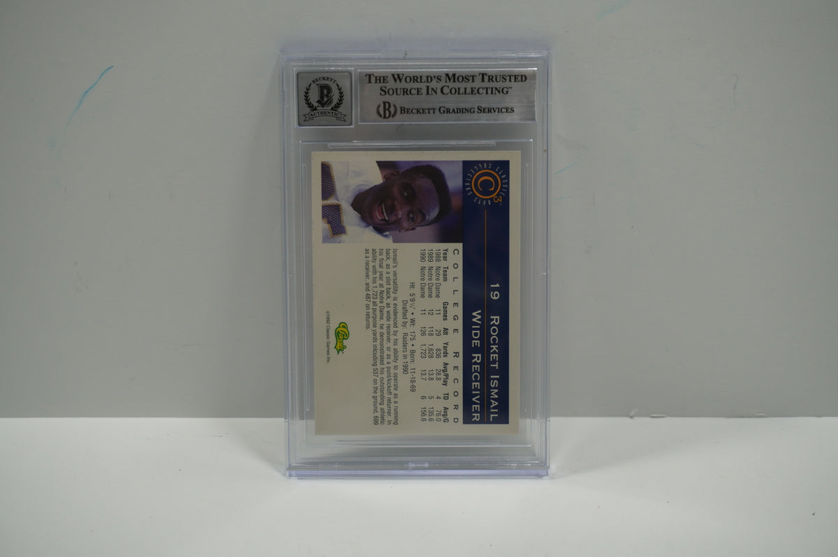 RAGHIB ROCKET ISMAIL SIGNED BGS BAS Slab 1992-93 Classic C3 #19 Notre Dame AUTO 10