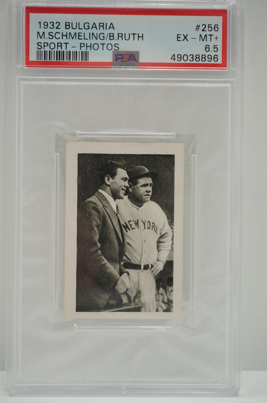 1932 BULGARIA Babe Ruth Max Schmeling BOXING YANKEES SPORT PHOTOS #256 PSA 6.5