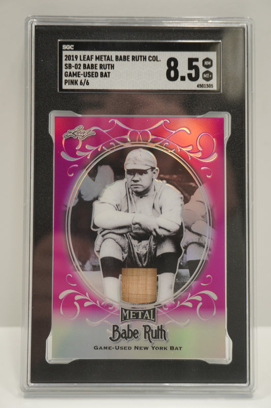 2019 LEAF METAL Babe Ruth GAME USED BAT PINK 6/6 #SB-02 SGC 8.5