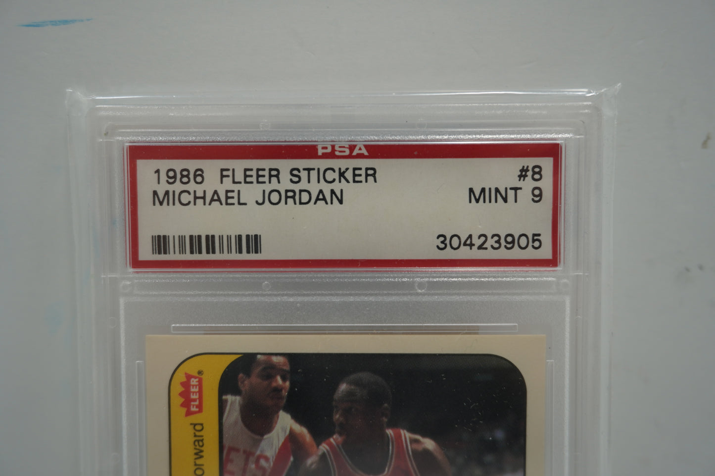 1986 FLEER STICKER Michael Jordan #8 PSA 9 CHICAGO BULLS