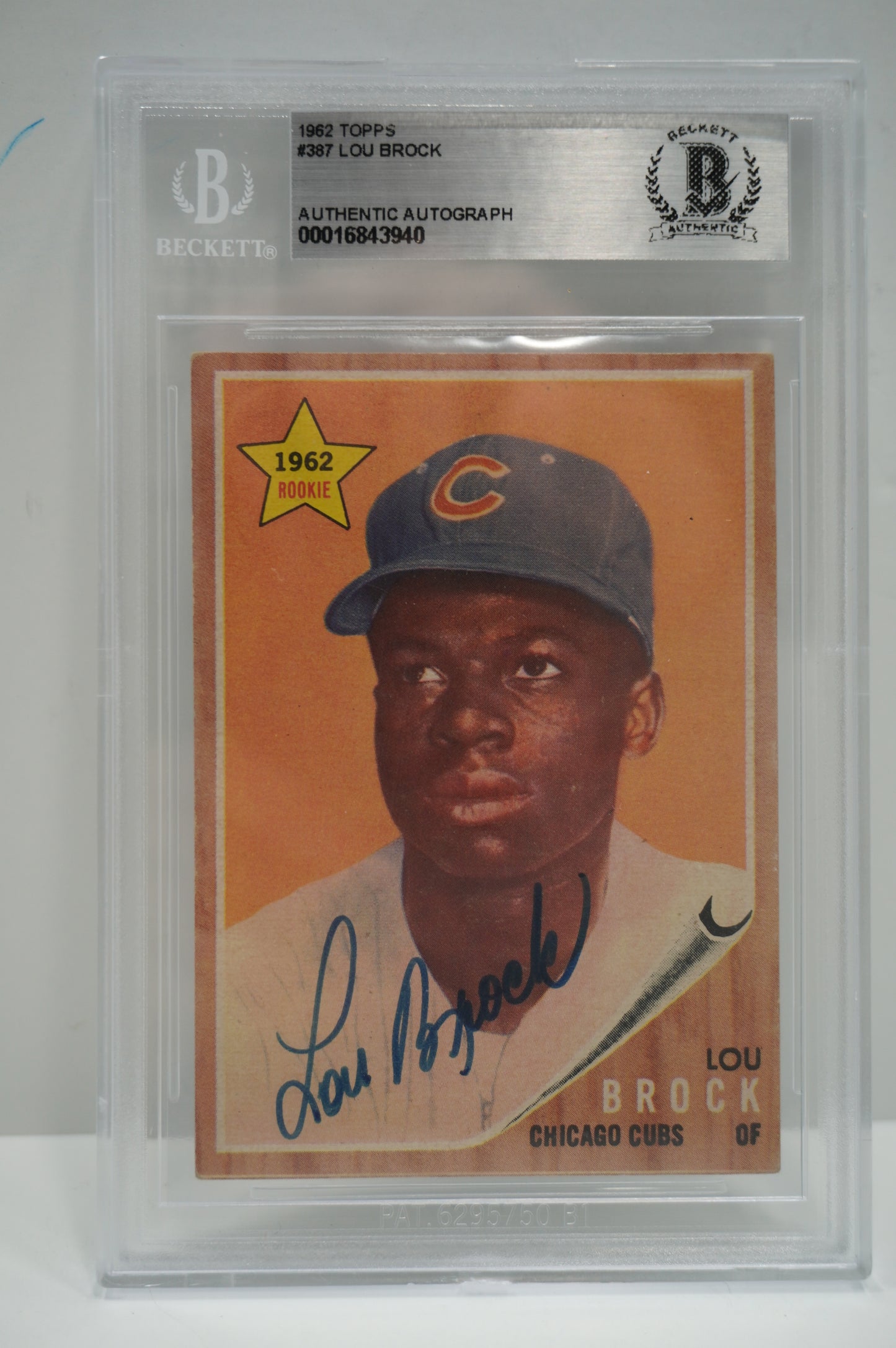1962 TOPPS Lou Brock SIGNED BAS Slab CHICAGO CUBS ROOKIE