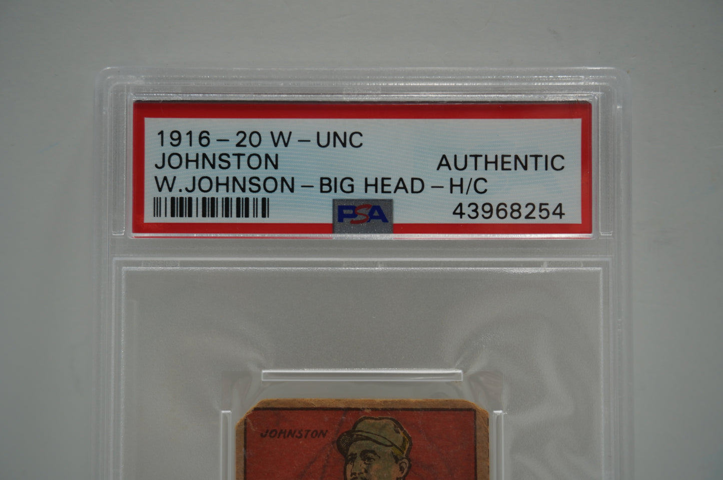 1916-20 W-UNC JOHNSTON Walter Johnson BIG HEAD Hand Cut PSA AUTHENTIC