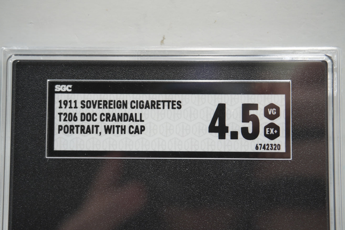 1911 Sovereign Cigarettes T206 Doc Crandall Portrait, With Cap SGC 4.5