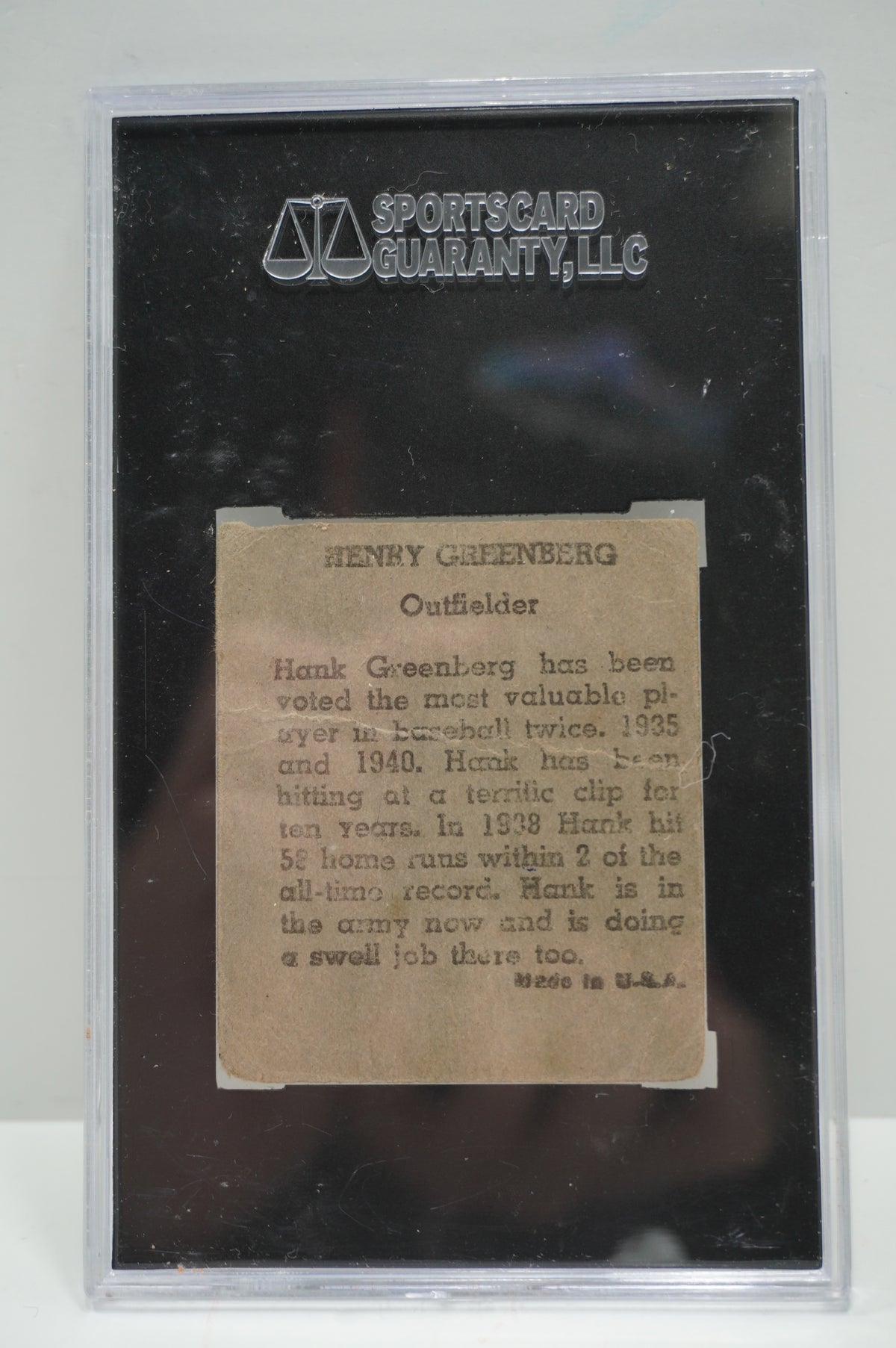 1943 MP & CO R302-1 Hank Greenberg SGC A