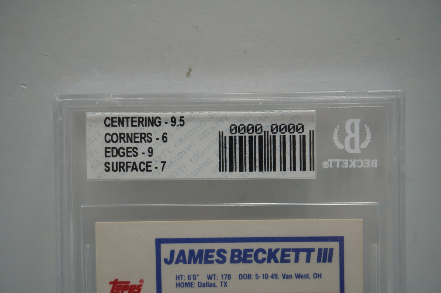 1992 Topps Stadium of Stars Jim Beckett BGS 6.5