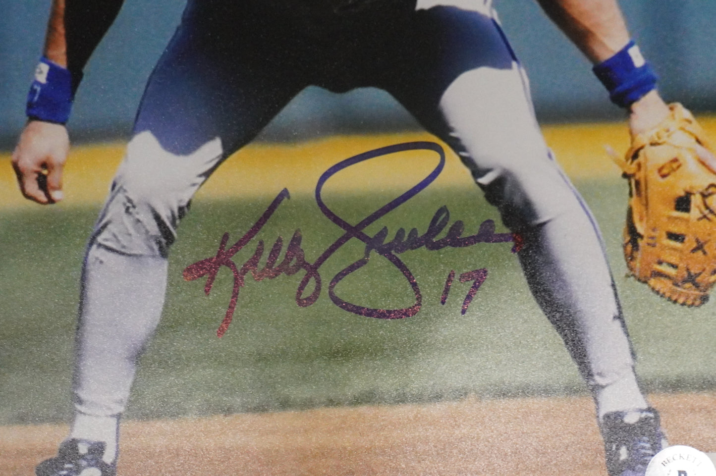 KELLY GRUBER Signed 8x10 Photo TORONTO BLUE JAYS w/"92 W.S Champs" BAS COA