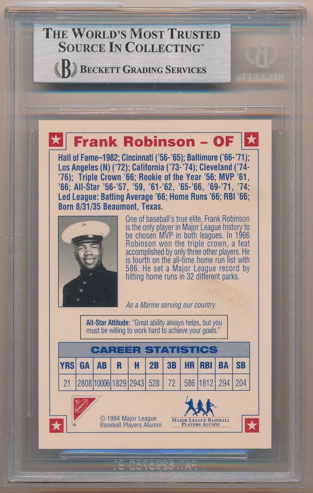 1994 NABISCO ALL-STAR AUTOGRAPHS #3 FRANK ROBINSON AUTHENTIC AUTO BAS