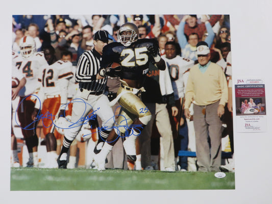 RAGHIB ROCKET ISMAIL SIGNED 16x20 NOTRE DAME IRISH vs MIAMI PHOTO JSA COA Blue