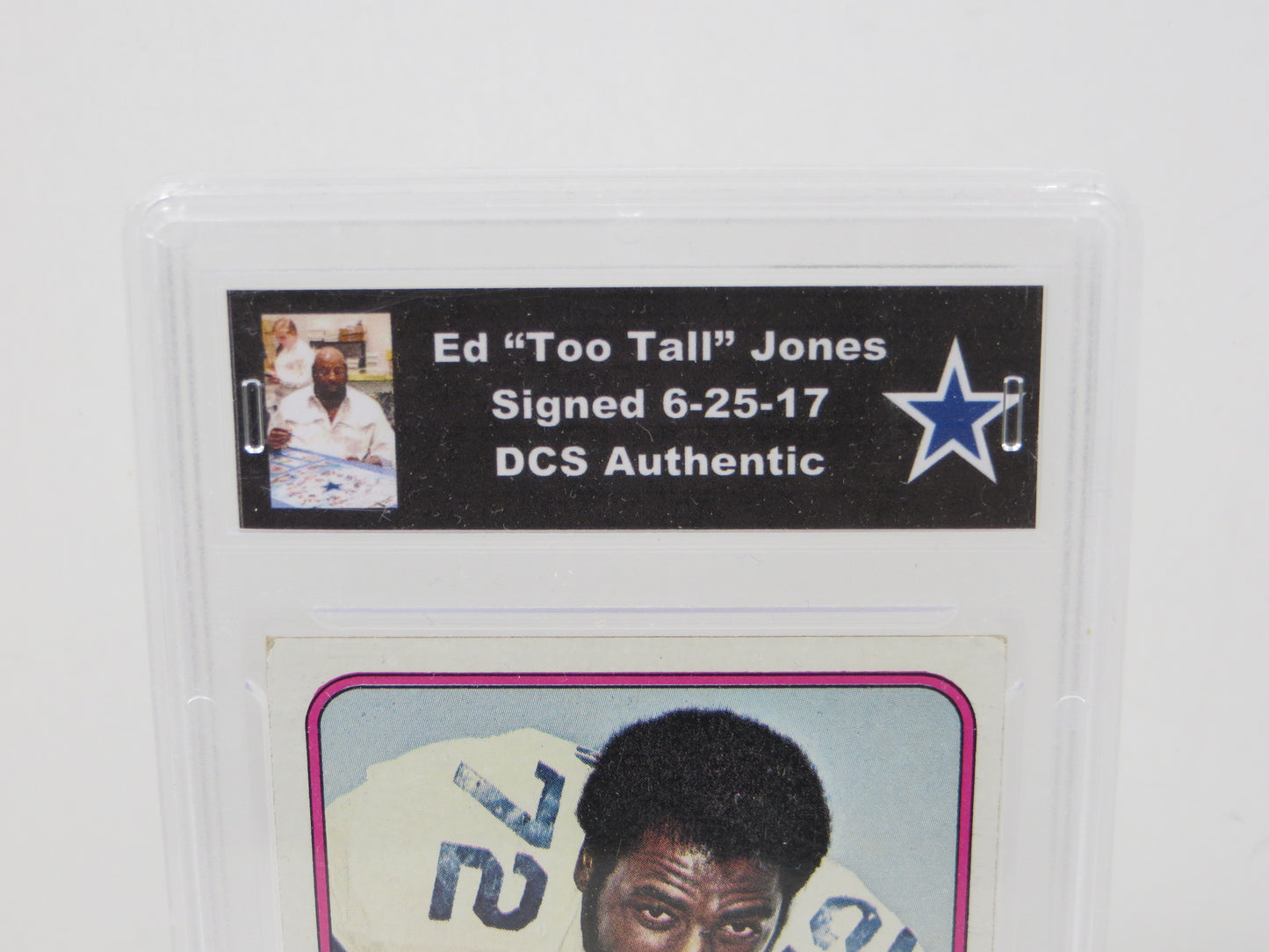 ED TOO TALL JONES SIGNED 1976 TOPPS Football Card #427 DCS Authentic SLAB