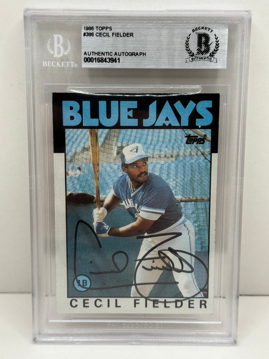 1986 Topps Cecil Fielder On Card Autograph #386 Beckett Authentic