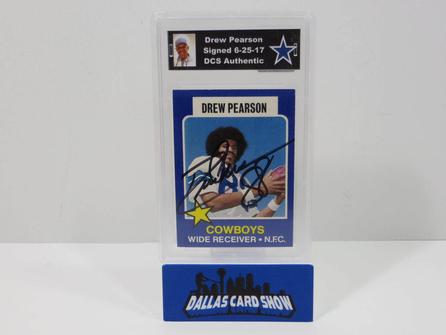 Drew Pearson SIGNED 1975 Wonder Bread All Stars Football Card #11 DCS Authentic SLAB