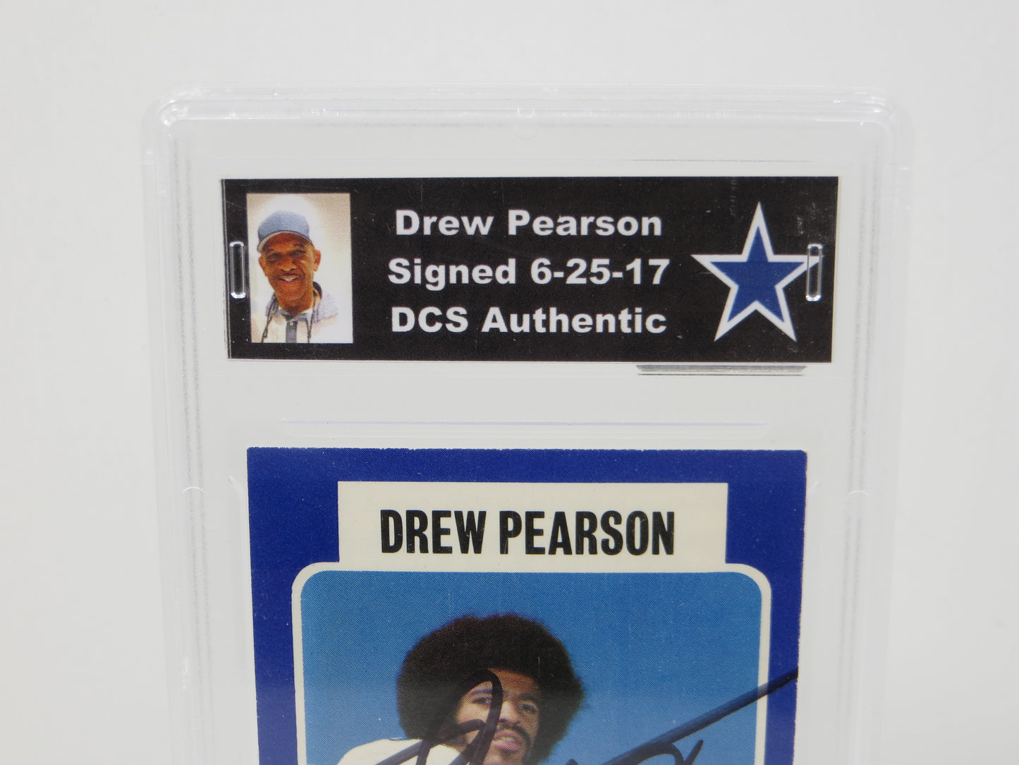 Drew Pearson SIGNED 1975 Wonder Bread All Stars Football Card #11 DCS Authentic SLAB