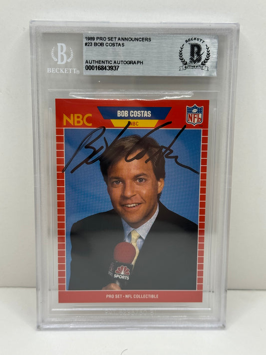 1989 Pro Set Announcers Bob Costas #23 On Card Auto Beckett Authentic