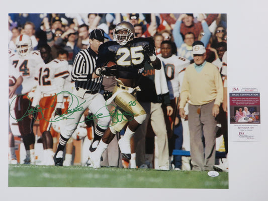 RAGHIB ROCKET ISMAIL SIGNED 16x20 NOTRE DAME IRISH vs MIAMI PHOTO JSA COA Green