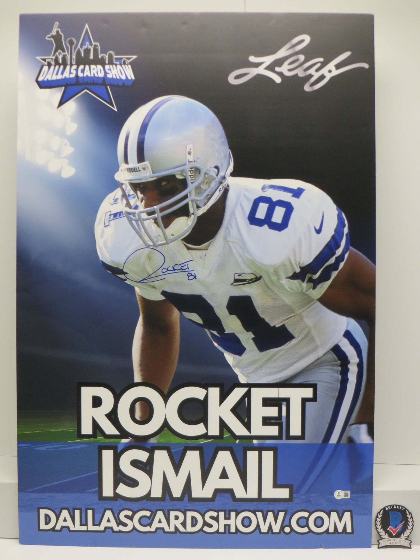 ROCKET ISMAIL DALLAS COWBOYS SIGNED 24x36 Dallas Card Show FOAM BOARD BAS