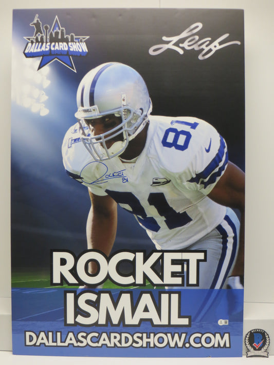 ROCKET ISMAIL DALLAS COWBOYS SIGNED 24x36 Dallas Card Show FOAM BOARD BAS