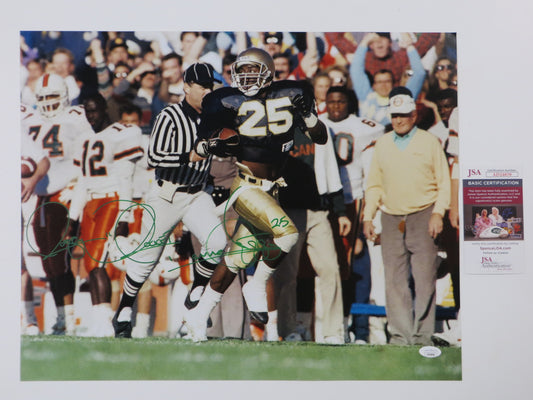 RAGHIB ROCKET ISMAIL SIGNED 16x20 NOTRE DAME IRISH vs MIAMI PHOTO JSA COA Green