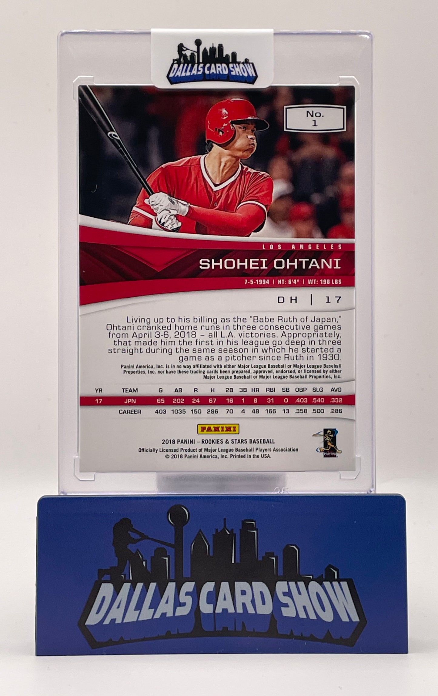 2018 Panini Rookies and Stars #1 Shohei Ohtani Rookie RC /199