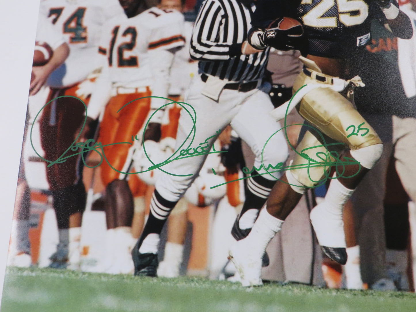 RAGHIB ROCKET ISMAIL SIGNED 16x20 NOTRE DAME IRISH vs MIAMI PHOTO JSA COA Green