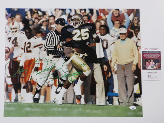 RAGHIB ROCKET ISMAIL SIGNED 16x20 NOTRE DAME IRISH vs MIAMI PHOTO JSA COA Green