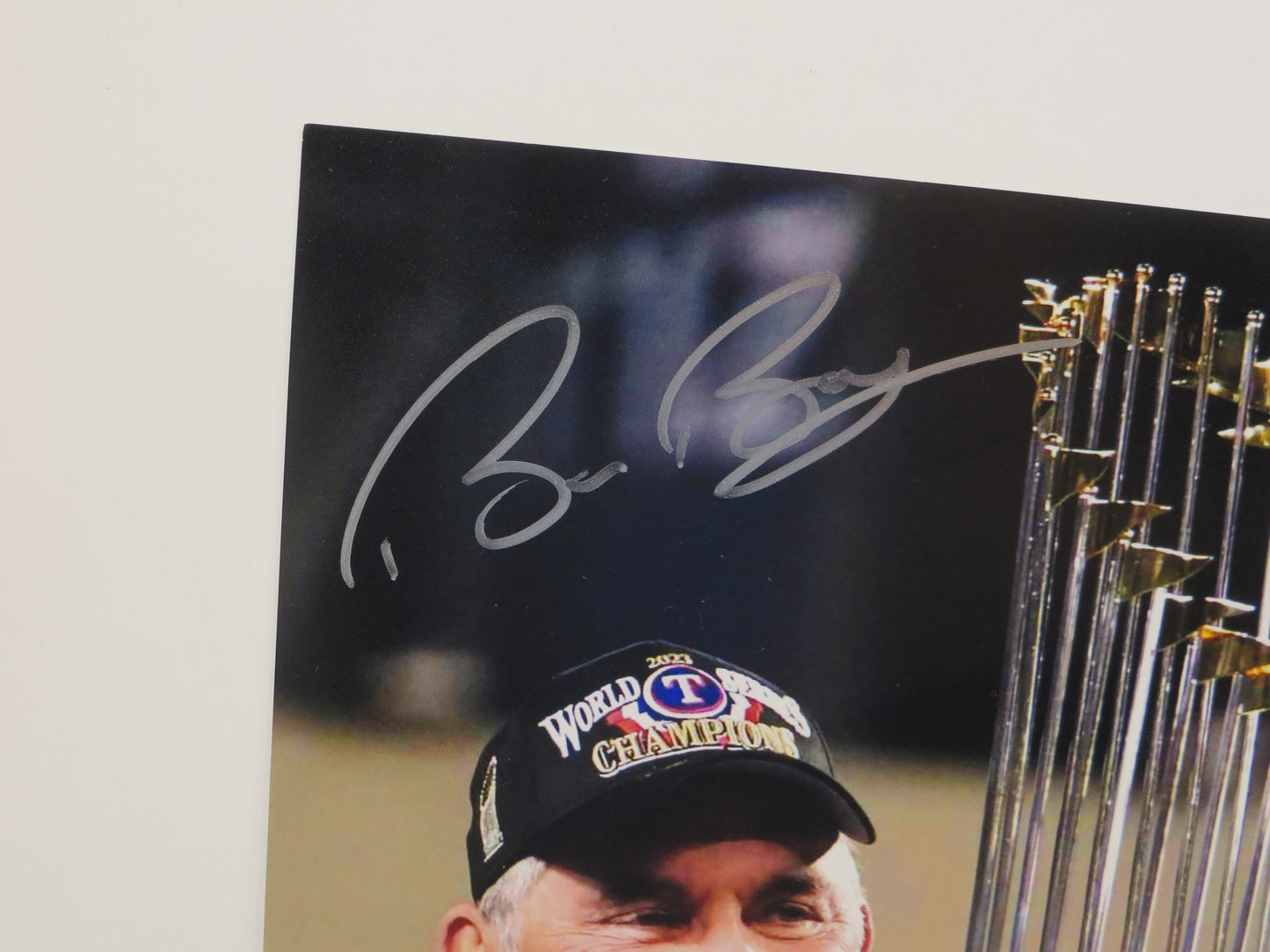 BRUCE BOCHY Texas Rangers SIGNED World Champs 8x10 PHOTO Giants Padres JSA COA