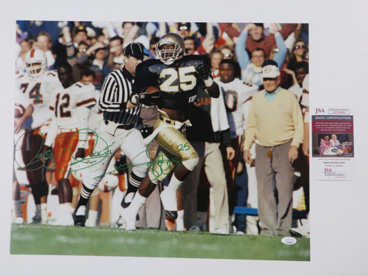 RAGHIB ROCKET ISMAIL SIGNED 16x20 NOTRE DAME IRISH vs MIAMI PHOTO JSA COA Green