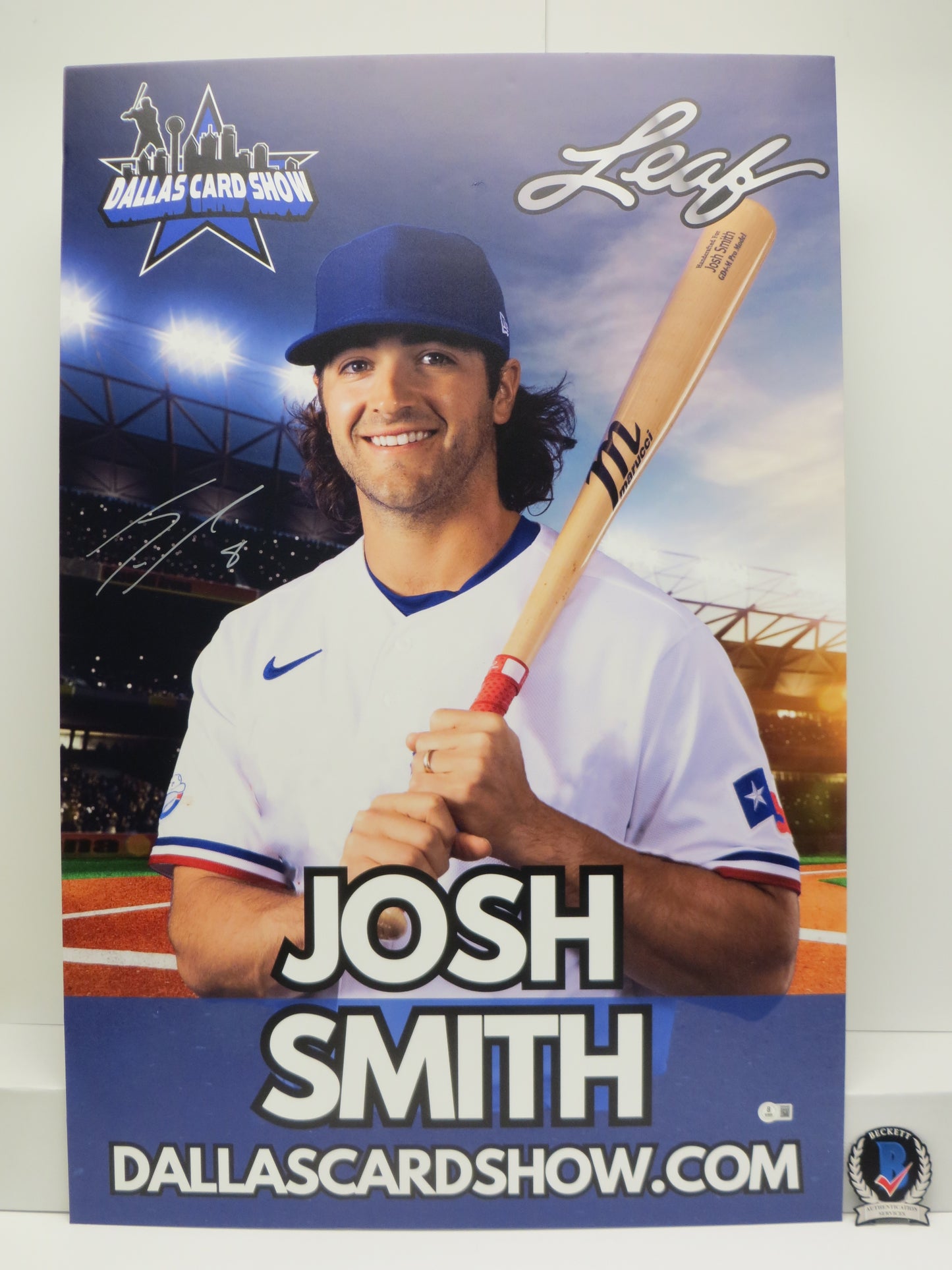 JOSH SMITH TEXAS RANGERS SIGNED 24x36 Dallas Card Show FOAM BOARD BAS