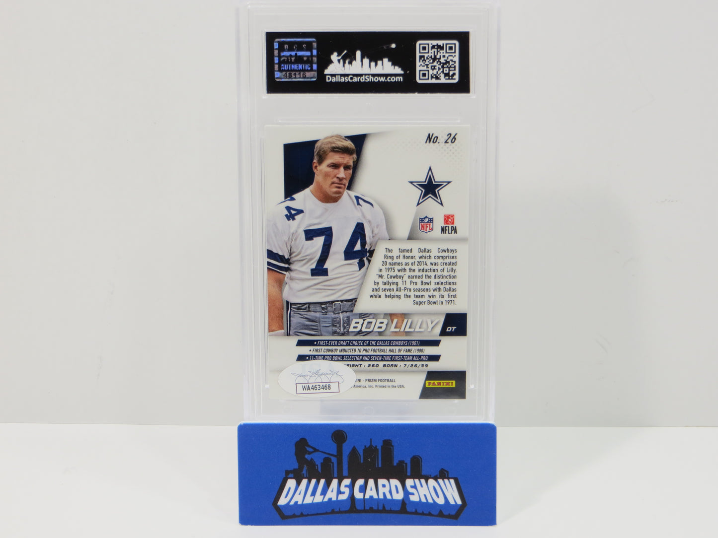 BOB LILLY SIGNED 2014 PANINI PRIZM Football Card #26 JSA SLAB Authentic AUTO