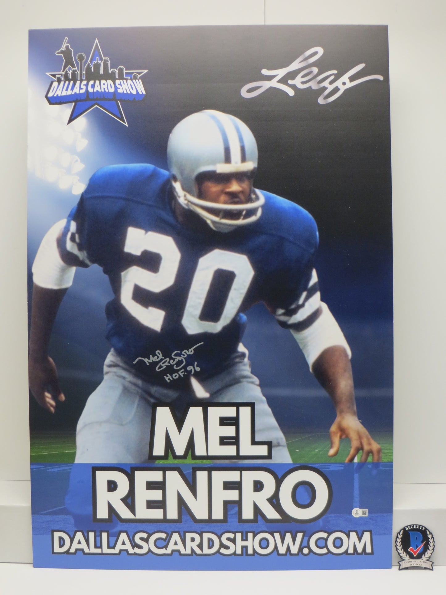 MEL RENFRO DALLAS COWBOYS SIGNED 24x36 Dallas Card Show FOAM BOARD BAS