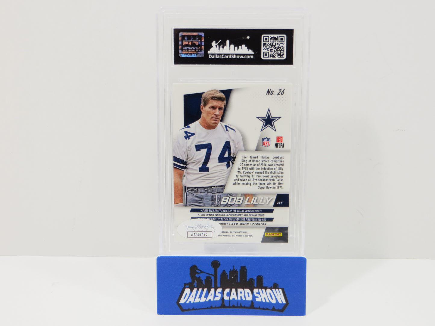 BOB LILLY SIGNED 2014 PANINI PRIZM Football Card #26 JSA SLAB Authentic AUTO