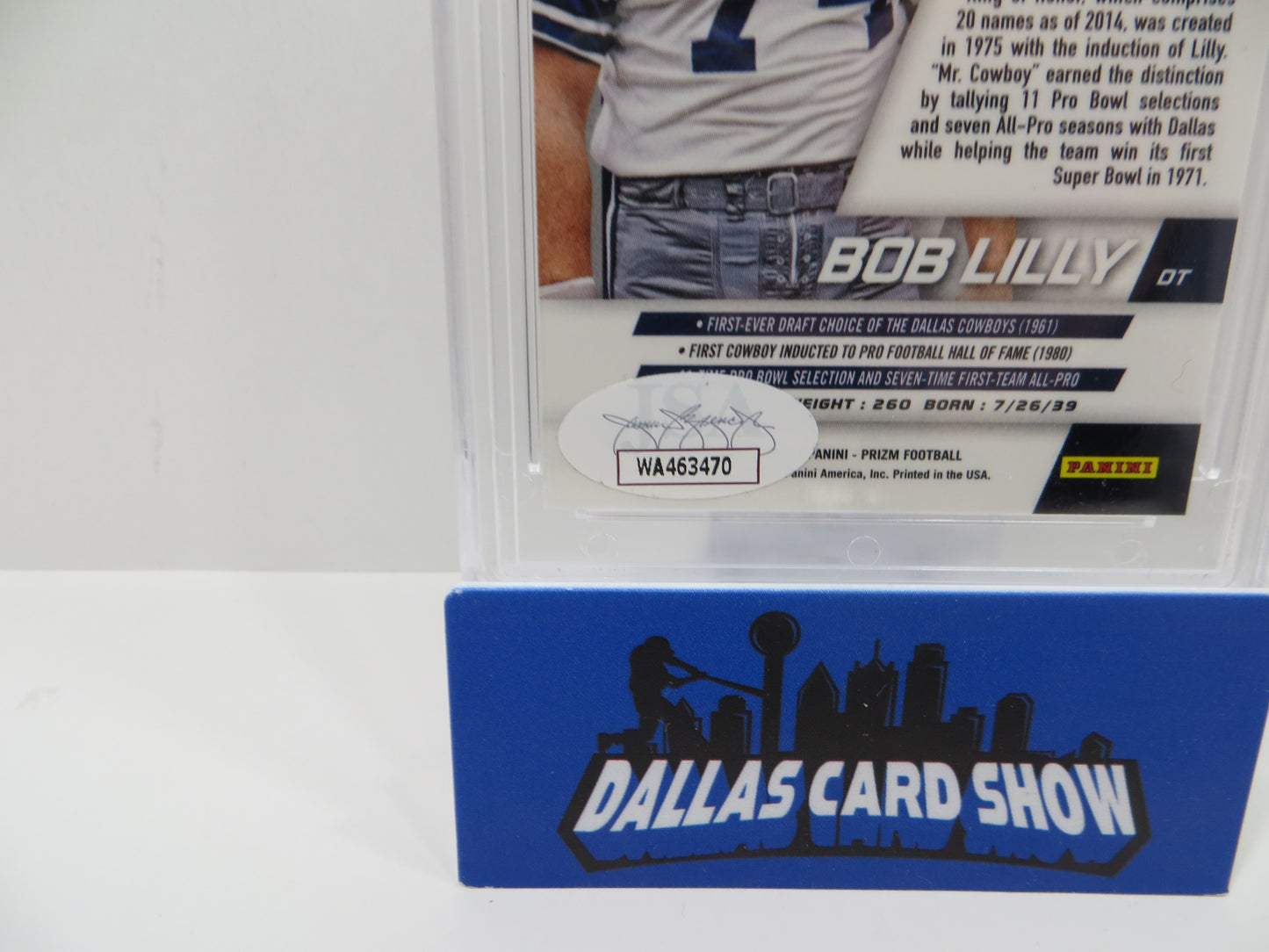 BOB LILLY SIGNED 2014 PANINI PRIZM Football Card #26 JSA SLAB Authentic AUTO