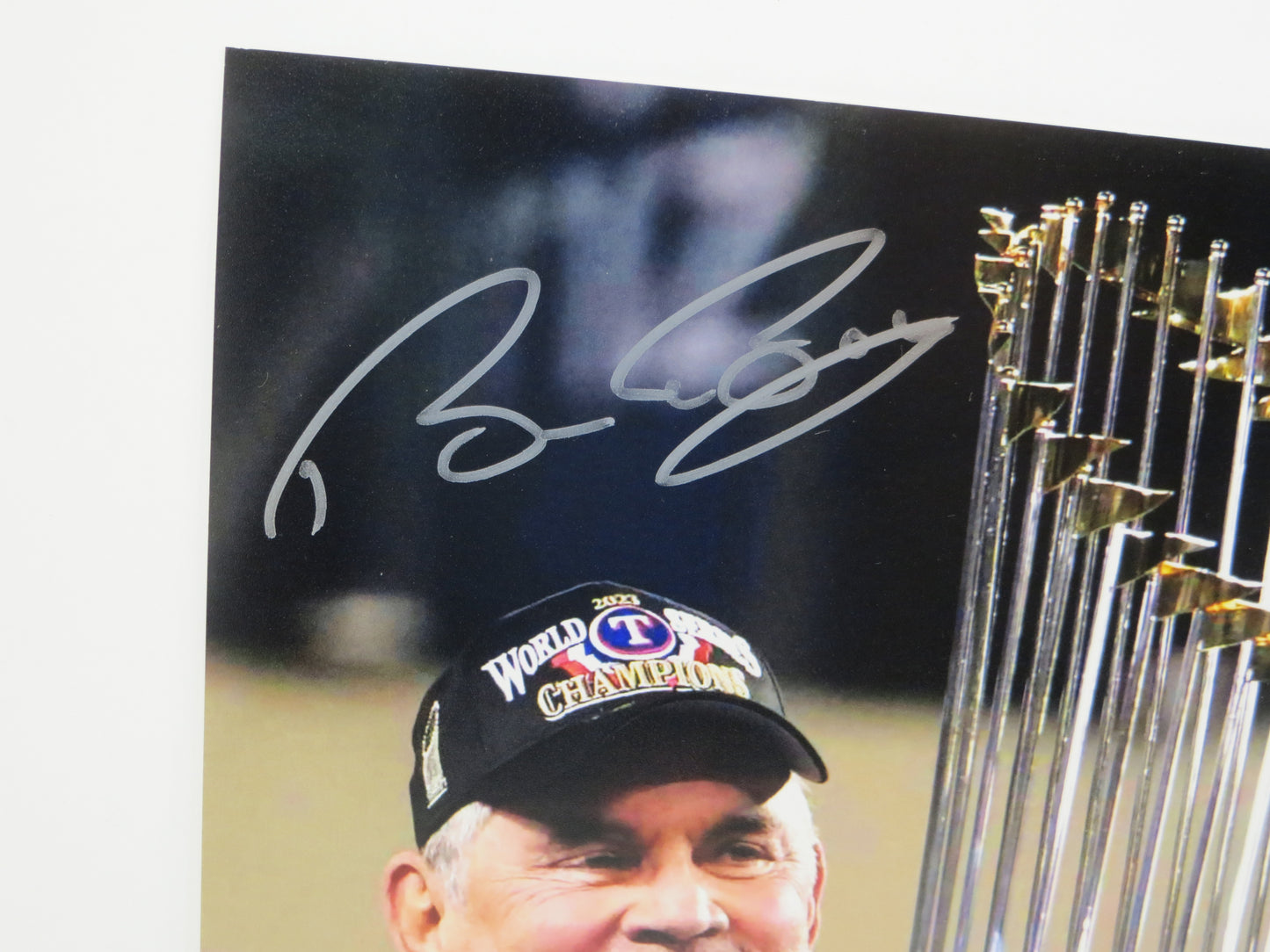 BRUCE BOCHY Texas Rangers SIGNED World Champs 8x10 PHOTO Giants Padres JSA COA