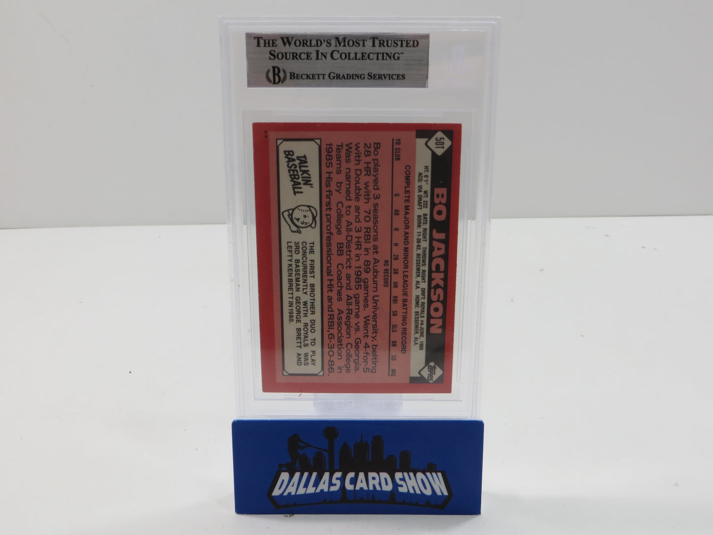 BO JACKSON SIGNED 1986 TOPPS TRADED #50T KC ROYALS BGS BAS SLAB